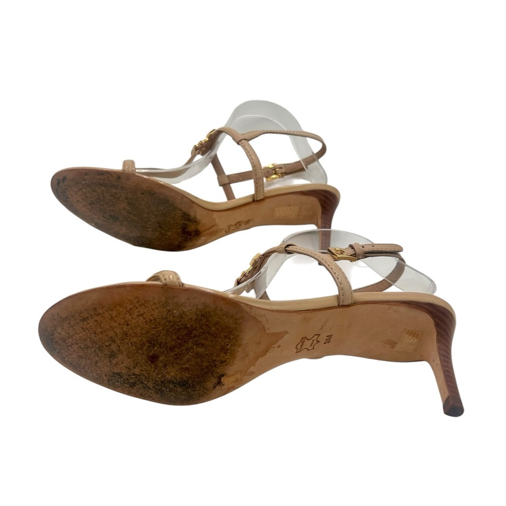 Tory Burch Nude Leather T Strap Kitten Heels - Picture 6 of 8